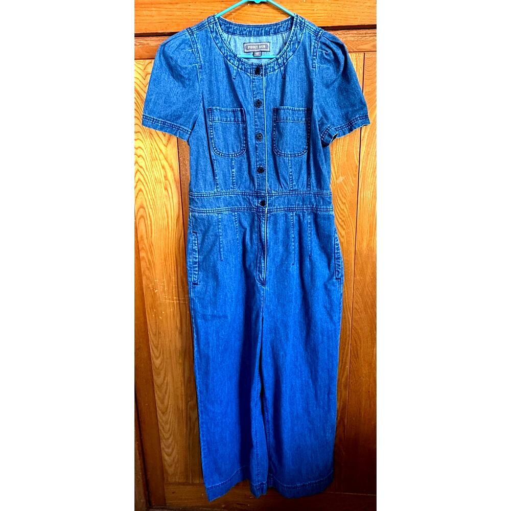 Vintage Style J.Crew Point Sur Puff Sleeve Denim Jumpsuit 12 - Picture 2 of 8
